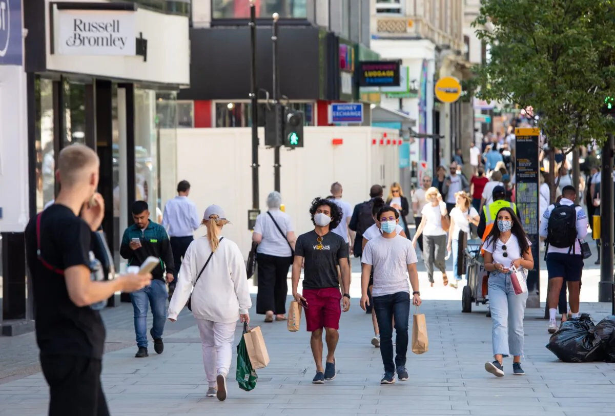 Shoppers on Oxford Street in central London, following the further easing of lockdown restrictions in England, on June 8, 2021. (Dominic Lipinski/PA)
