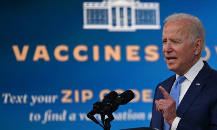 President Joe Biden delivers remarks on the COVID-19 response and the vaccination program at the White House in Washington, D.C., on Aug. 23, 2021. (Jim Watson/AFP via Getty Images)