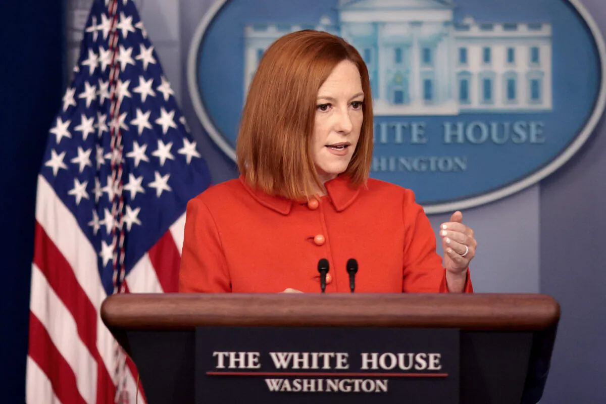 White House press secretary Jen Psaki answers questions in the White House press briefing room in Washington, on Sept. 15, 2021. (Win McNamee/Getty Images)