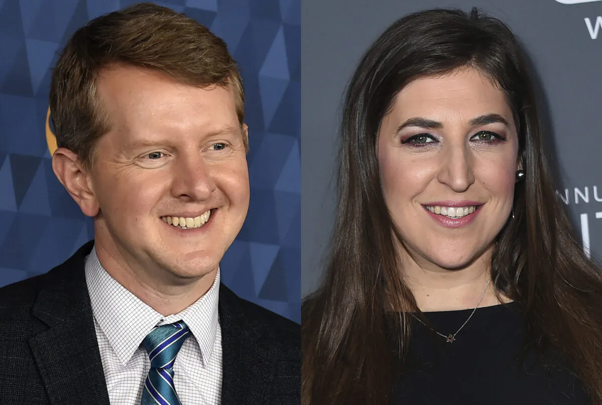 (Left) Ken Jennings appears at the 2020 ABC Television Critics Association Winter Press Tour in Pasadena, Calif., on  Jan. 8, 2020. (Right) Actress Mayim Bialik appears at the 23rd annual Critics' Choice Awards in Santa Monica, Calif., on Jan. 11, 2018. (AP Photo)