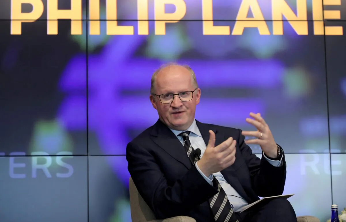 European Central Bank Chief Economist Philip Lane speaks during a Reuters Newsmaker event in New York on Sept. 27, 2019. (Gary He/Reuters)