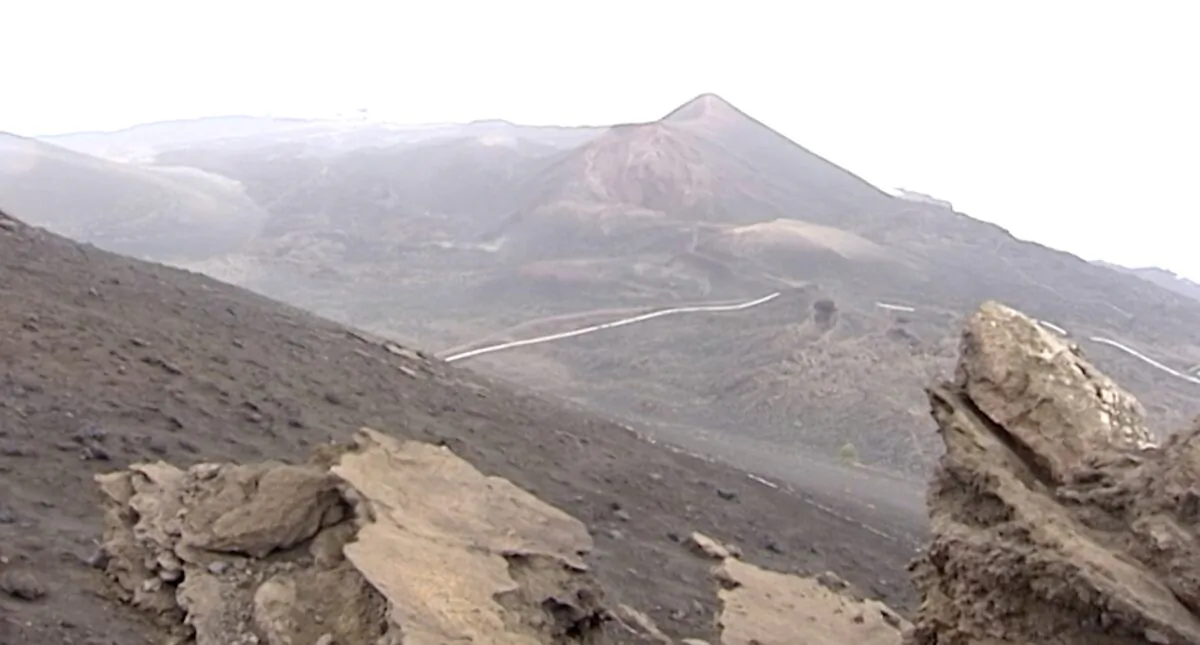 The area around the Teneguia volcano on La Palma, one of Spain's Canary Islands, in a file photo. (FORTA/Screenshot via The Epoch Times)