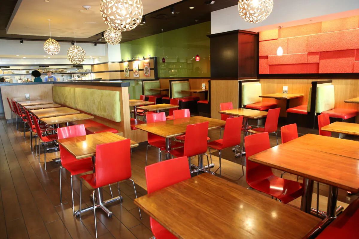 The Veggie Grill restaurant is empty in downtown Seattle, Wash., on March 16, 2020. (Karen Ducey/Getty Images)