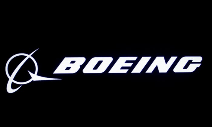  Boeing logo is displayed on a screen at the New York Stock Exchange (NYSE) in New York, on Aug. 7, 2019. (Brendan McDermid/Reuters)