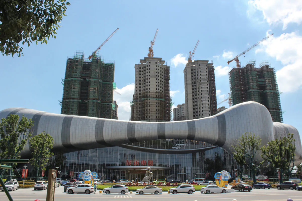 The halted under-construction Evergrande Cultural Tourism City in Suzhou city, in China's eastern Jiangsu Province, on Sept. 17, 2021. (Jessica Yang/AFP via Getty Images)