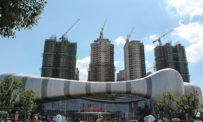 The halted under-construction Evergrande Cultural Tourism City in Suzhou city, in China's eastern Jiangsu Province, on Sept. 17, 2021. (Jessica Yang/AFP via Getty Images)