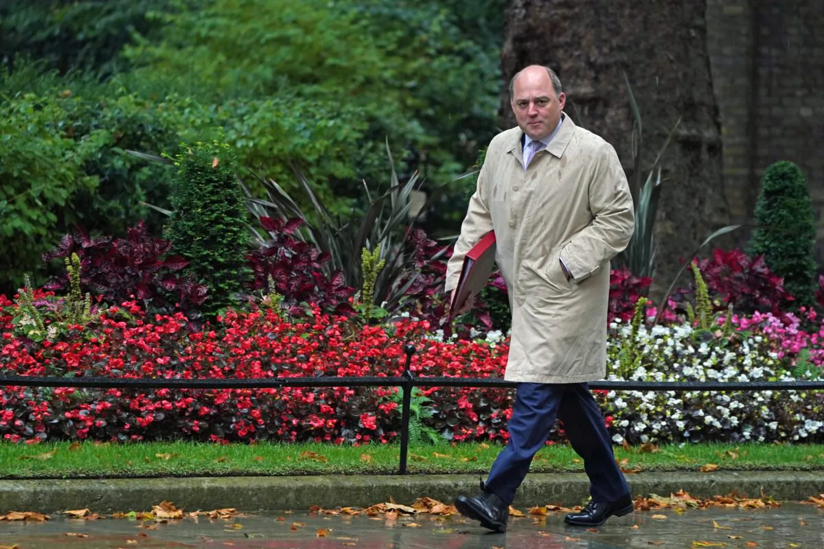 Defence Secretary Ben Wallace arrives in Downing Street, London, ahead of the government's weekly Cabinet meeting, on Sept. 14, 2021. (Victoria Jones/PA)