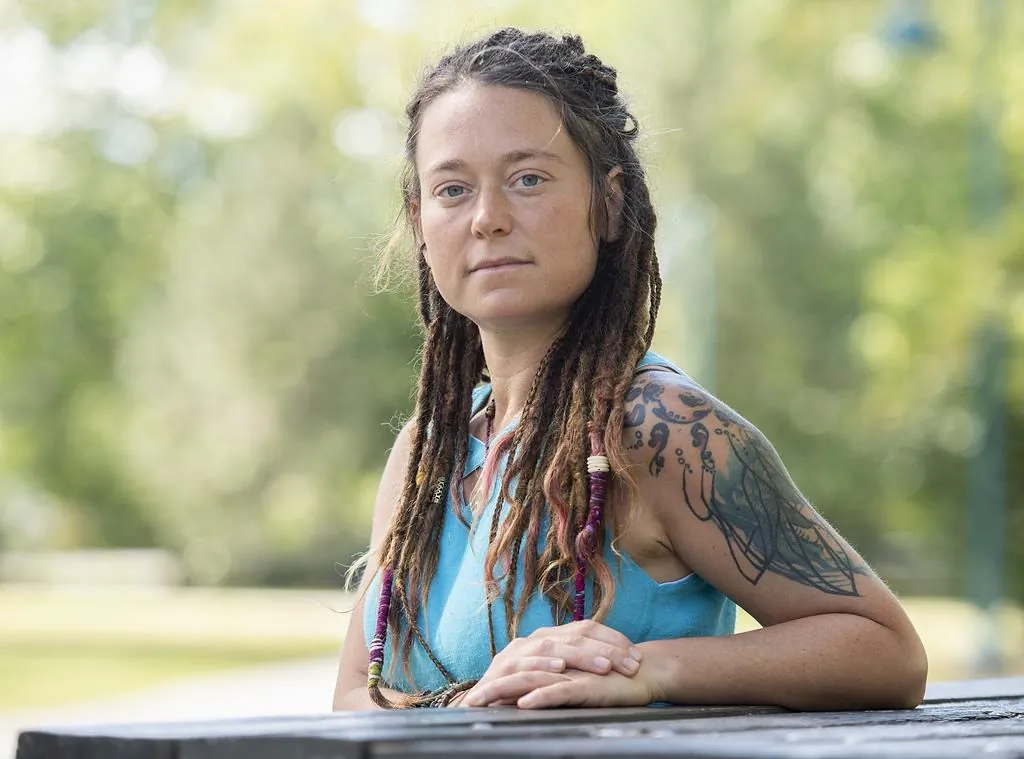 Edith Blais poses in a park in Candiac, Que., on September 3, 2021. (The Canadian Press/Graham Hughes.)
