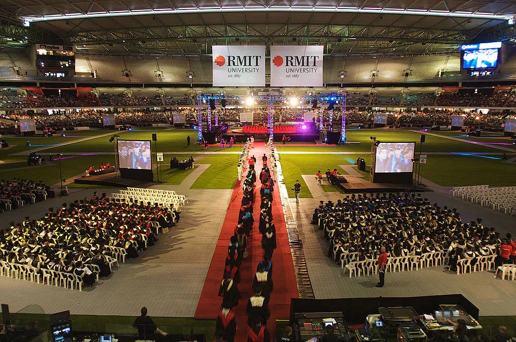 RMIT graduates gather at the Melbourne Tesltra Dome for their graduation ceremony at  Melbourne's CBD in Melbourne, Australia, on Dec. 17, 2008. (Luis Enrique Ascui / Getty Images )
