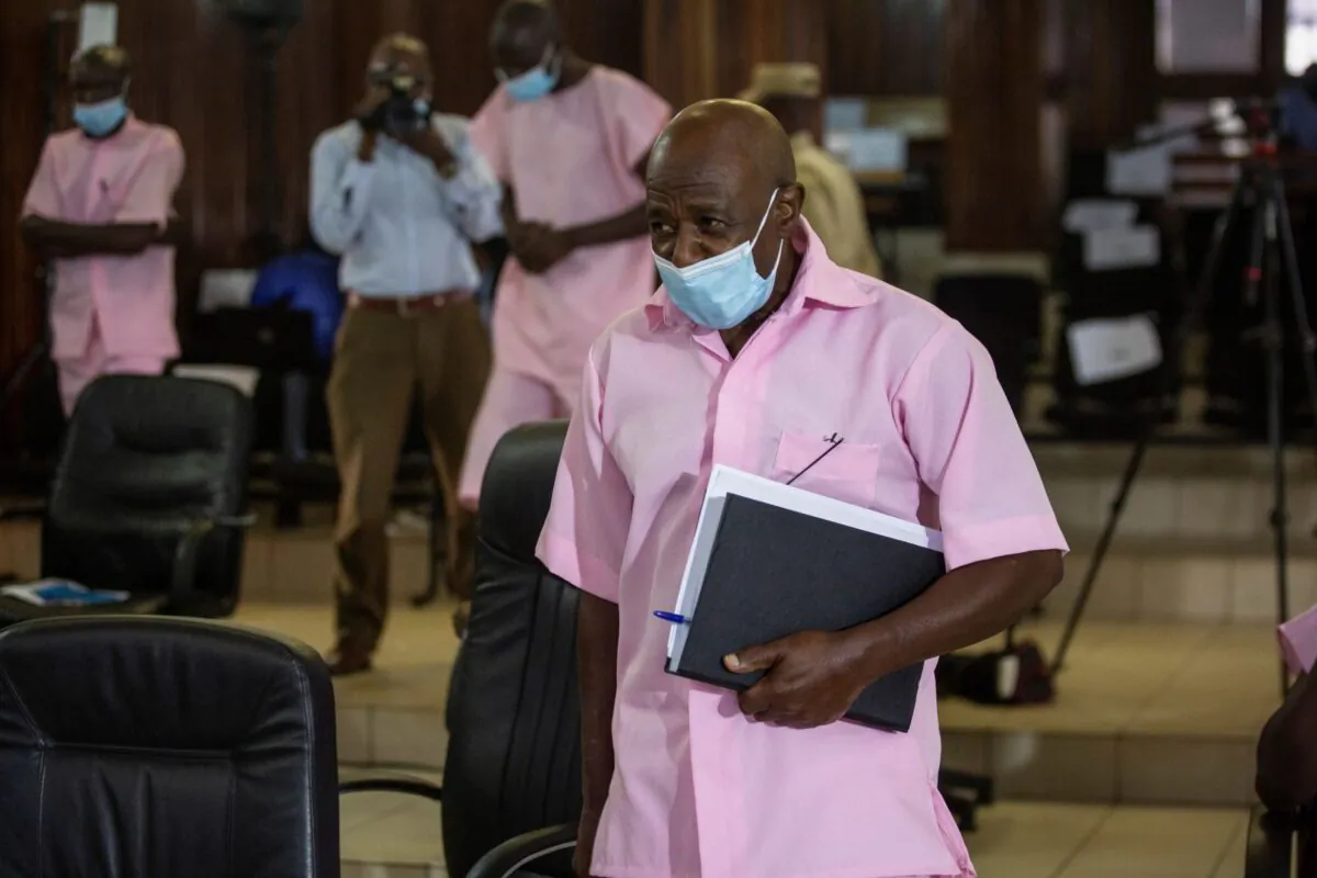 Paul Rusesabagina attends a court hearing in Kigali, Rwanda, on Feb. 26, 2021. (Muhizi Olivier/AP Photo)