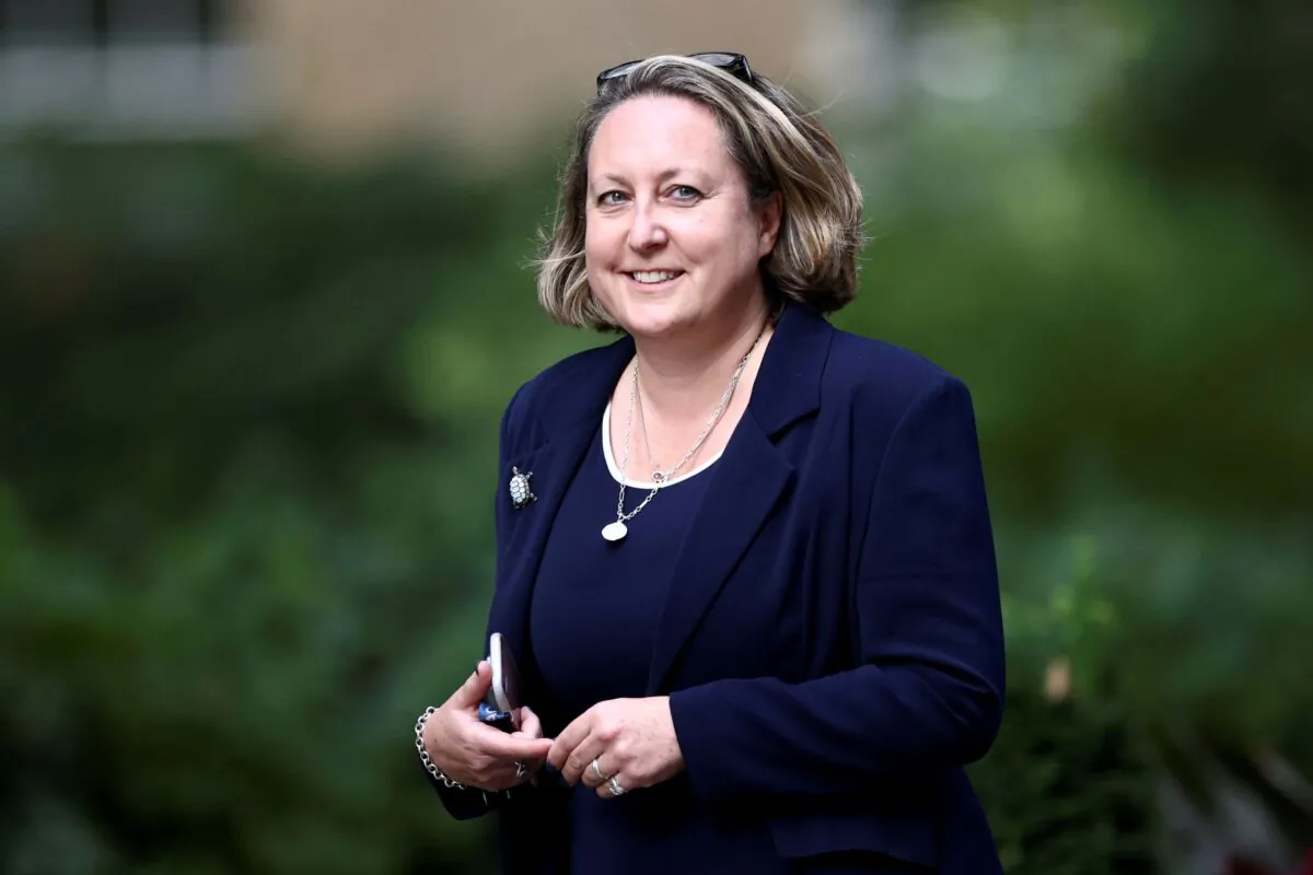 Britain's Secretary of State for International Trade Anne-Marie Trevelyan walks outside Downing Street in London, Britain on Sept. 15, 2021. (Hannah McKay/Reuters)