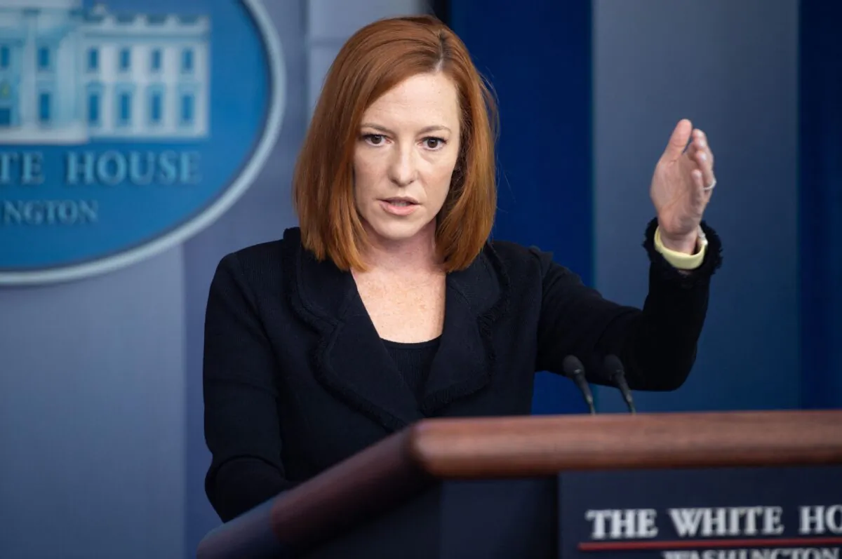 White House press secretary Jen Psaki holds a press briefing in the Brady Press Briefing Room of the White House in Washington, on Sept. 20, 2021. (Saul Loeb/AFP via Getty Images)