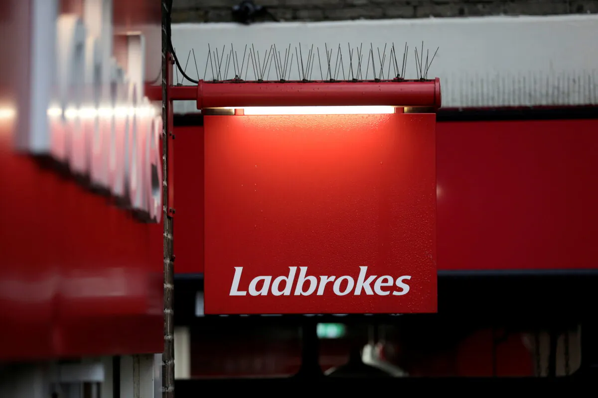 A sign hangs outside a branch of Ladbrokes in London, Britain, on Dec. 22, 2017. (Simon Dawson/Reuters)