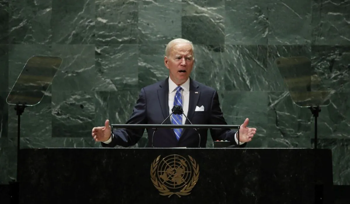 President Joe Biden addresses the 76th Session of the U.N. General Assembly at the U.N. headquarters in New York City on Sept. 21, 2021. (Eduardo Munoz-Pool/Getty Images)