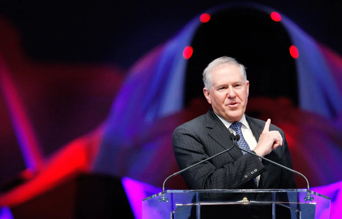 Frank Kendall, who was then-Under Secretary of Defense for Acquisition, Technology and Logistics, addresses guests during the United Kingdom F-35 Lightning II Delivery Ceremony at Lockheed Martin in Fort Worth, Texas, on July 19, 2012. (Tom Pennington/Getty Images)