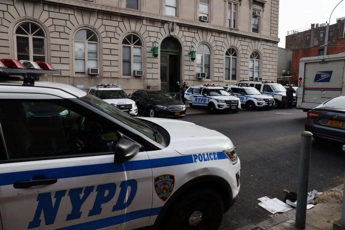 New York police cars are seen in New York City on Jan. 14, 2021. (Spencer Platt/Getty Images)