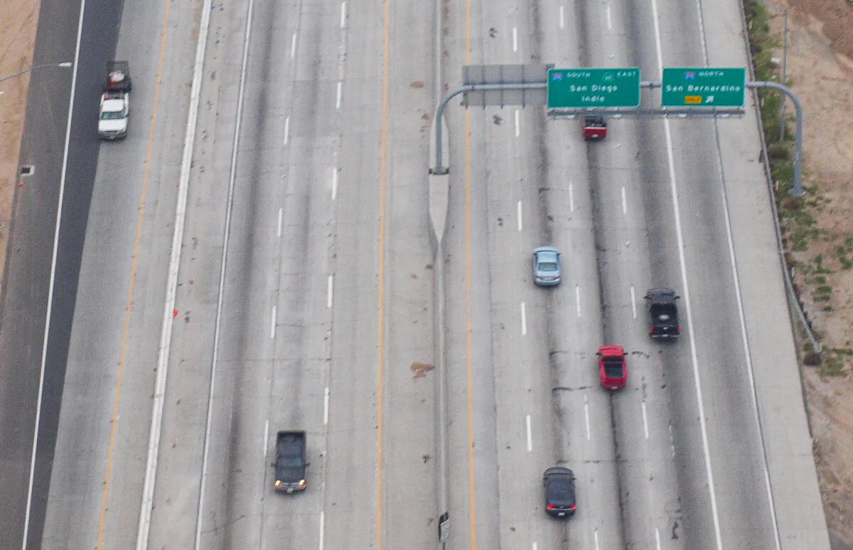 The 91 Freeway in riverside, Calif., on Jan. 11, 2013. (John Fredricks/The Epoch Times)