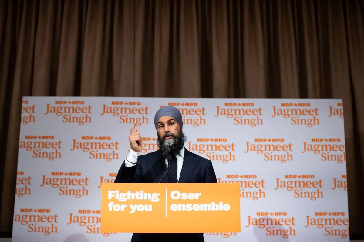 NDP Leader Jagmeet Singh speaks during a post-election news conference in Vancouver, on Sept. 21, 2021. (The Canadian Press/Darryl Dyck)