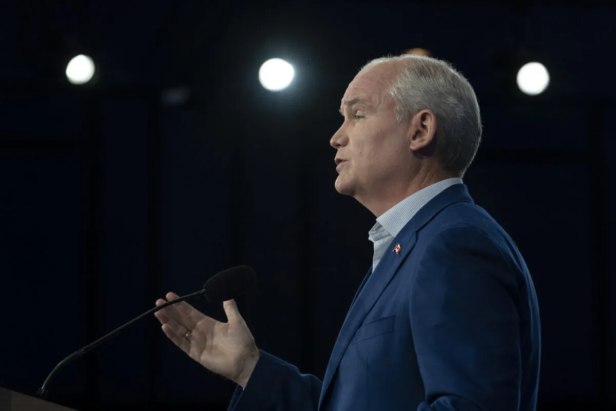 Conservative leader Erin O'Toole is seen during a news conference Sept. 21, 2021 in Ottawa. (The Canadian Press/Adrian Wyld)