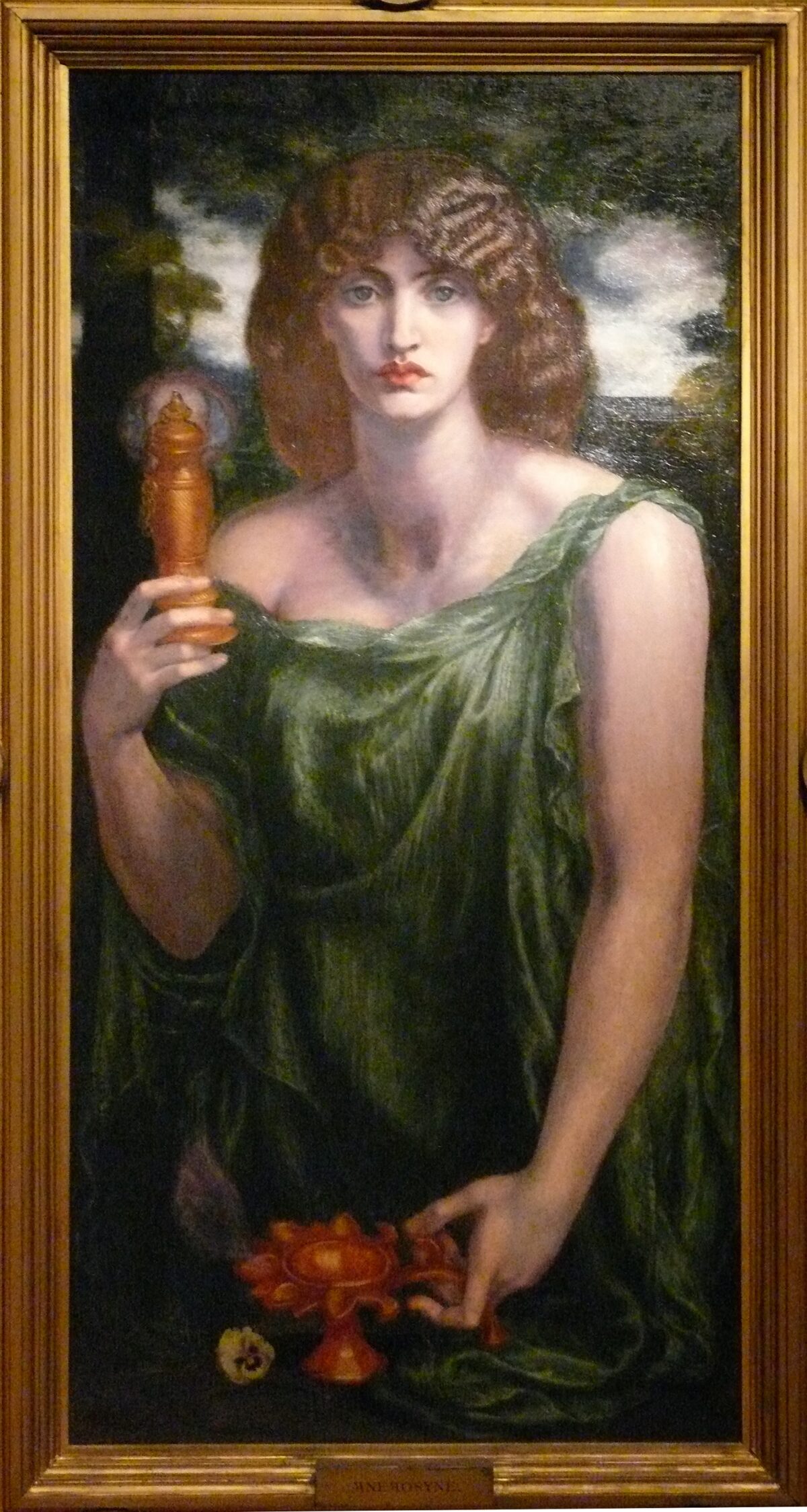 Detail of “Mnemosyne” (aka “Lamp of Memory”), 1881, by Dante Gabriel
Rossetti. Oil on canvas; 49 3/4 inches by 24 inches. Samuel and Mary R. Bancroft Memorial, 1935, at the Delaware Art Museum. (CC BY-SA 3.0)