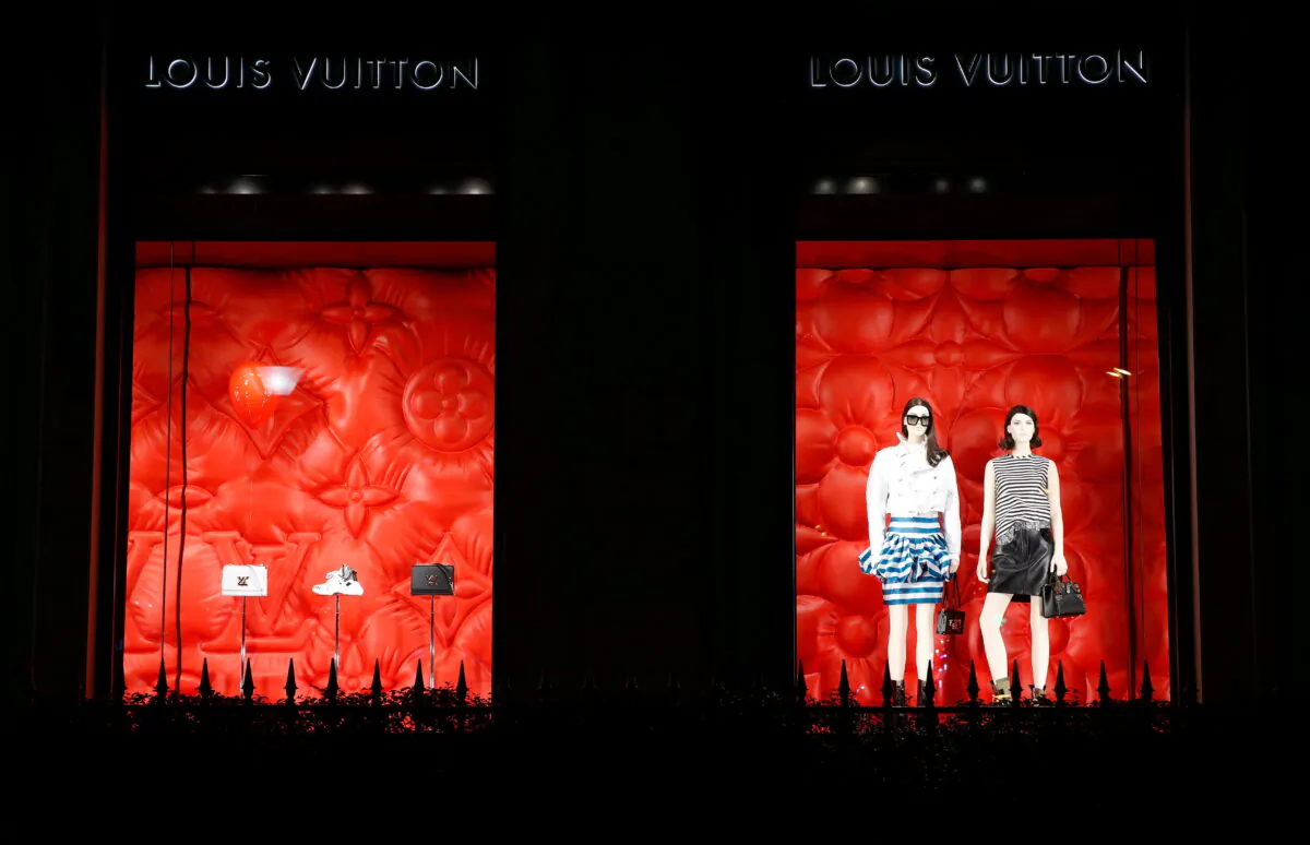 Louis Vuitton logo brad is seen outside a Louis Vuitton store in Paris, France, on Jan. 27, 2020. (Gonzalo Fuentes/Reuters)