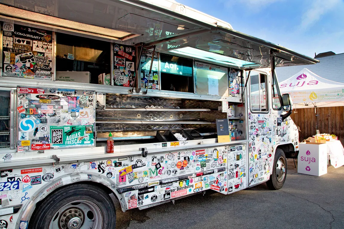 A food truck in Los Angeles on June 19, 2019.  (Samantha Trauben/Getty Images for International Rescue Committee)