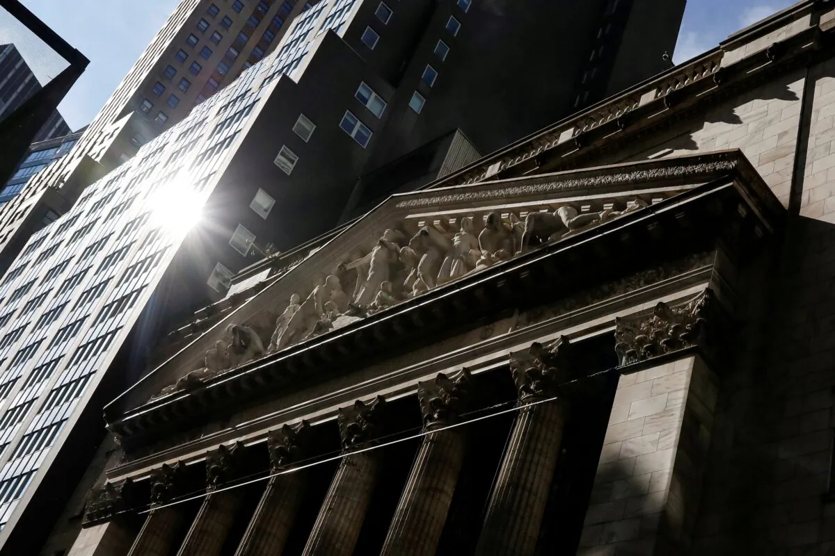 The front facade of the New York Stock Exchange (NYSE) is seen in New York on Feb. 16, 2021. (Brendan McDermid/Reuters)