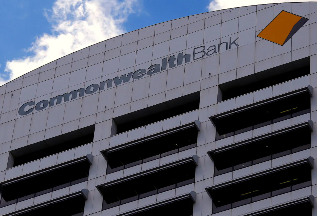The logo for the Commonwealth Bank of Australia adorns their head office in central Sydney, Australia, on Oct. 12, 2017. (David Gray/Reuters)
