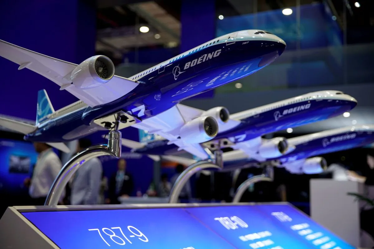 A Boeing model is seen at the second China International Import Expo (CIIE) in Shanghai, China on Nov. 6, 2019. (Aly Song/Reuters)