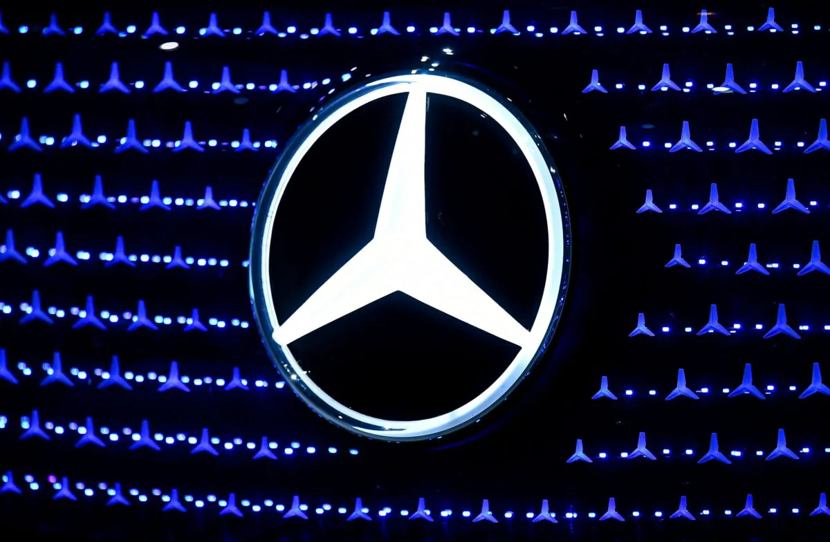 Mercedes logo in Stuttgart, Germany on Feb. 11, 2020. (Andreas Gebert/Reuters)