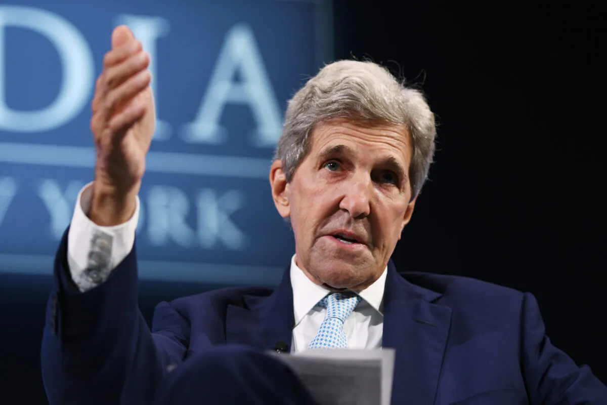 U.S. climate envoy John Kerry speaks onstage during the 2021 Concordia Annual Summit at Sheraton New York in New York City on Sept. 20, 2021. (Riccardo Savi/Getty Images for Concordia Summit)