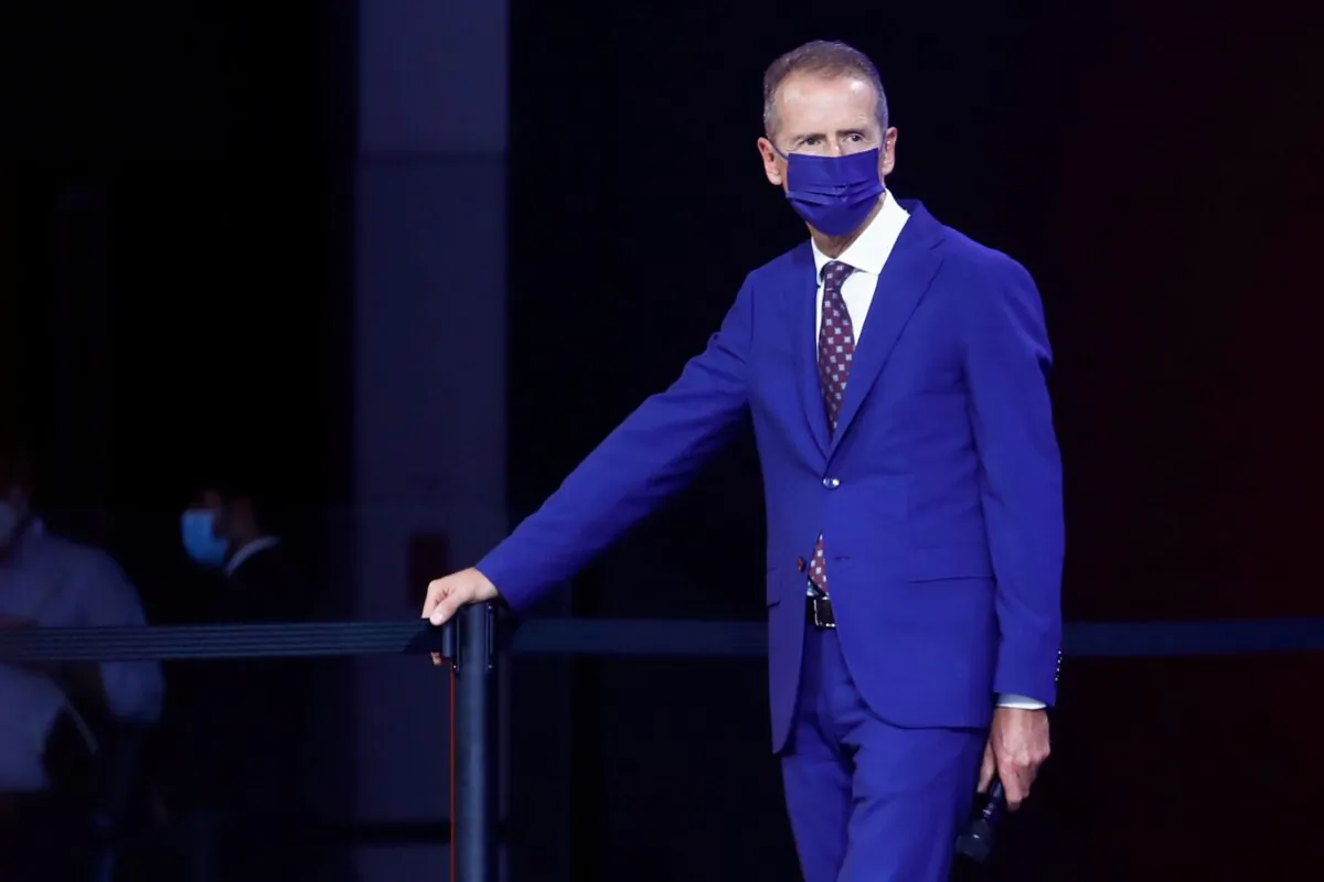 Volkswagen CEO Herbert Diess attends the Munich Auto Show, IAA Mobility 2021, in Munich, Germany on Sept. 7, 2021. (Wolfgang Rattay/Reuters)