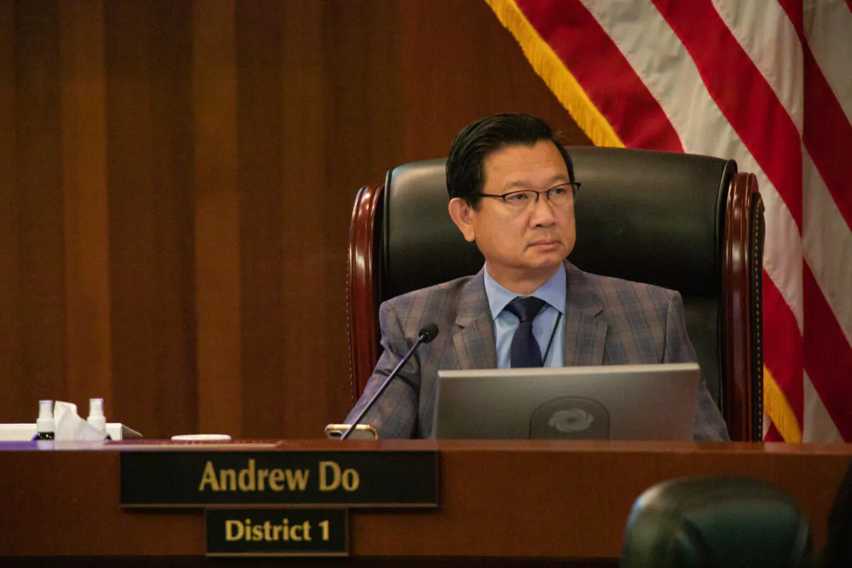 Then Vice Chairman Andrew Do attends a meeting with the Orange County Board of Supervisors in the Santa Ana, Calif., on Aug. 25, 2020. (John Fredricks/The Epoch Times)