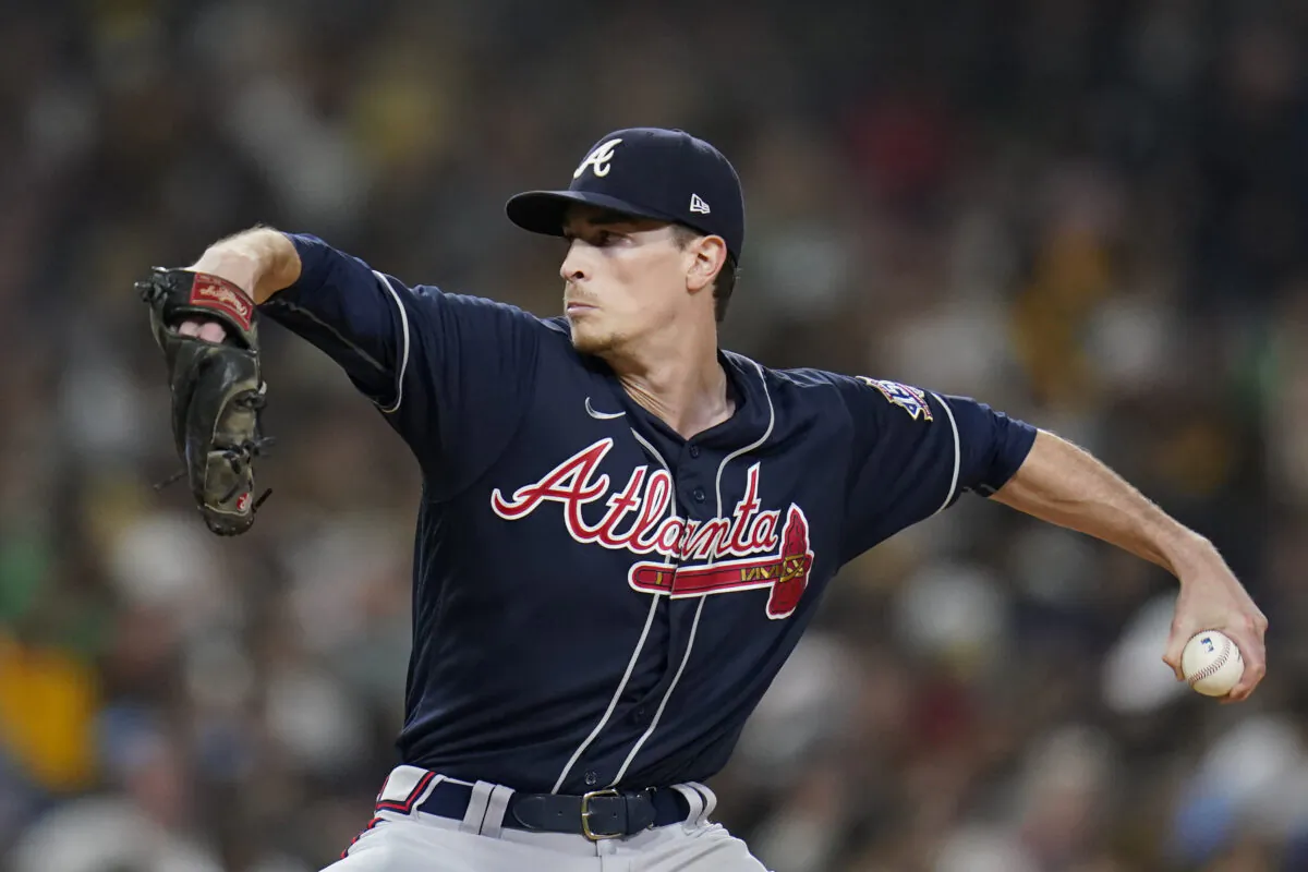 Atlanta Braves starting pitcher Max Fried works against a San Diego Padres batter during the second inning of a baseball game Friday, Sept. 24, 2021, in San Diego. (Gregory Bull/AP Photo)