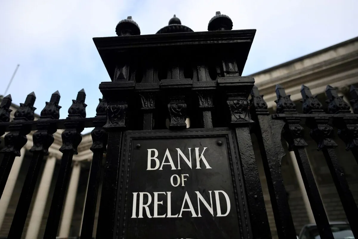 General view of a branch of the Bank of Ireland in Dublin, Ireland on March 1, 2021. (Clodagh Kilcoyne/Reuters)