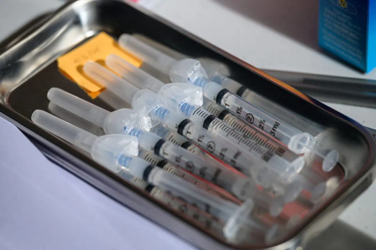 Syringes with a COVID-19 vaccine inside them are seen in New York City in a file photograph. (Angela Weiss/AFP via Getty Images)
