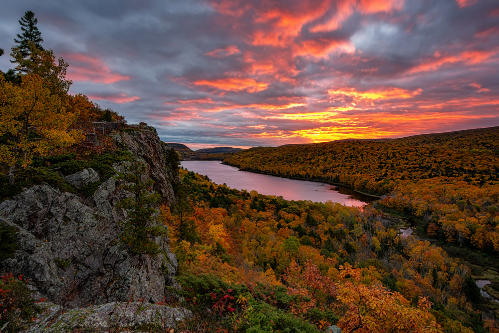The sun sets over Porcupine Mountains Wilderness State Park. (John McCormick/Shutterstock)