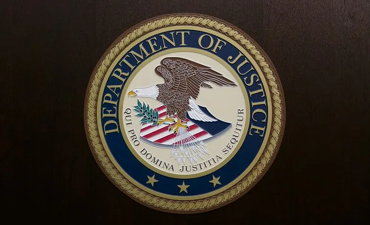 The Department of Justice seal. (Samira Bouaou/The Epoch Times)