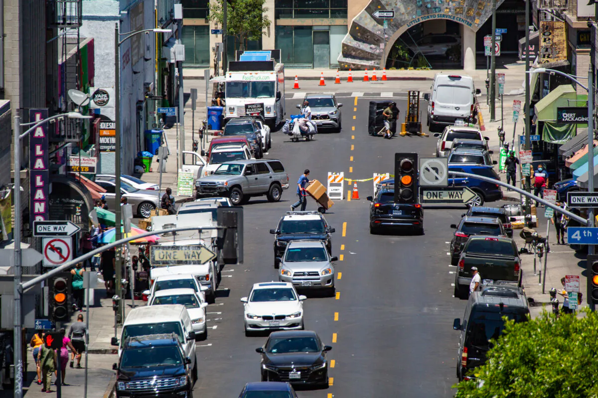Downtown Los Angeles on June 9, 2021. (John Fredricks/The Epoch Times)