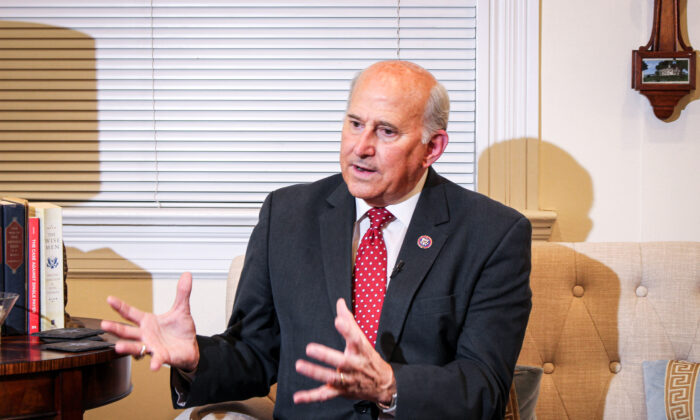 Rep. Louie Gohmert (R-Texas), a member of the Freedom Caucus and one of the supporters of ivermectin, speaks during an interview at the Conservative Partnership Institute in Washington on Sept. 27, 2021. (Emel Akan/The Epoch Times)
