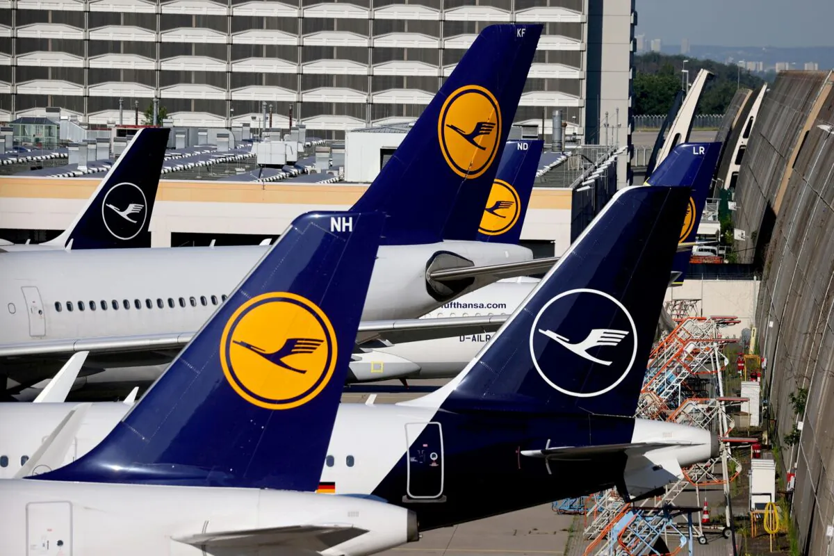 Lufthansa planes are seen parked on the tarmac of Frankfurt Airport, Germany, on June 25, 2020. (Kai Pfaffenbach/Reuters)