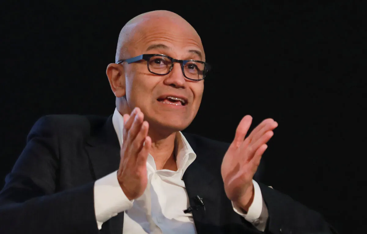 Satya Nadella, Chief Executive Officer of Microsoft, as he attends Microsoft's 'Young Innovators' Summit' in New Delhi, India on Febr. 26, 2020. (Anushree Fadnavis/Reuters)