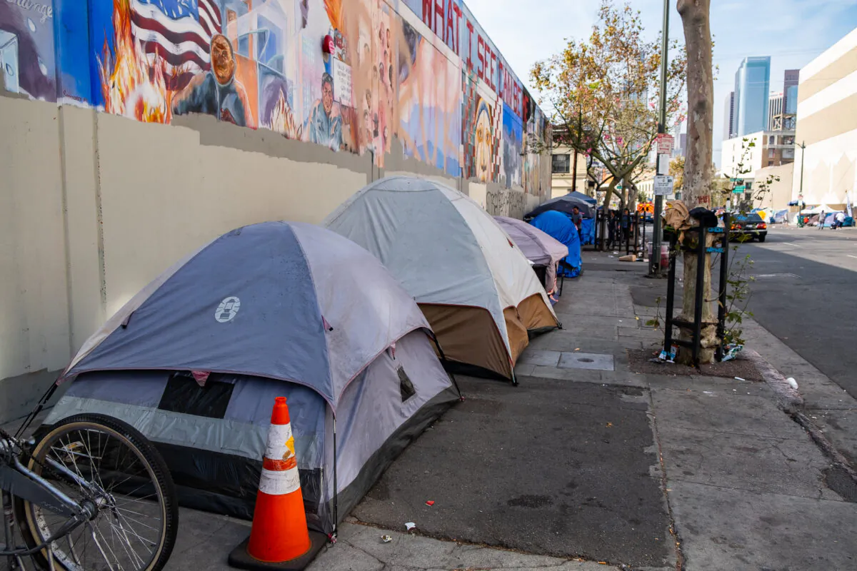 Skid Row in downtown Los Angeles, Calif., on Nov. 17, 2018. (John Fredricks/The Epoch Times)