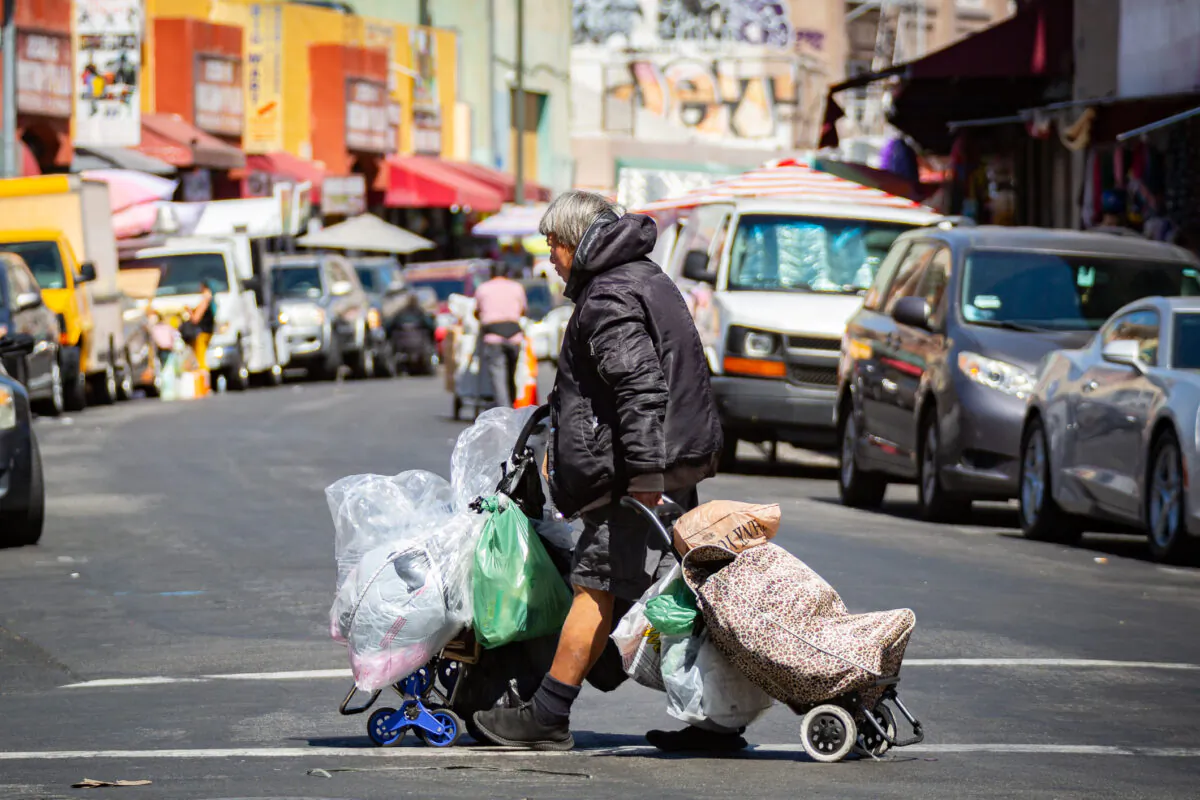 Skid Row in Los Angeles, Calif., on June 9, 2021. (John Fredricks/The Epoch Times)