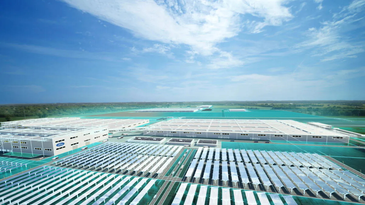 A manufacturing complex U.S. automaker Ford Motor Co. and its South Korean battery partner SK Innovation plan to build in Tennessee, opening in 2025, is seen in an artist's rendition released on Sept. 27, 2021. (Ford Motor Co/Handout via Reuters)