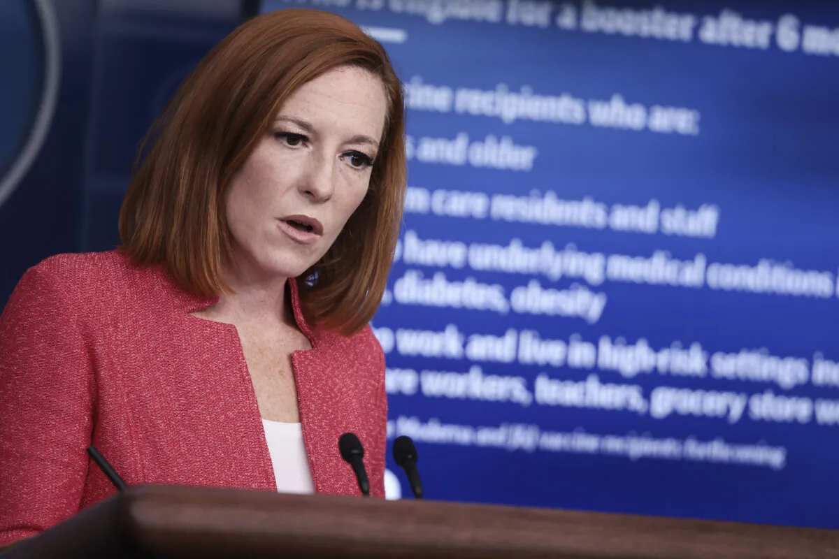 White House Press Secretary Jen Psaki speaks at a press briefing in the James Brady Press Briefing Room of the White House in Washington, D.C., on Sept. 27 2021. (Anna Moneymaker/Getty Images)