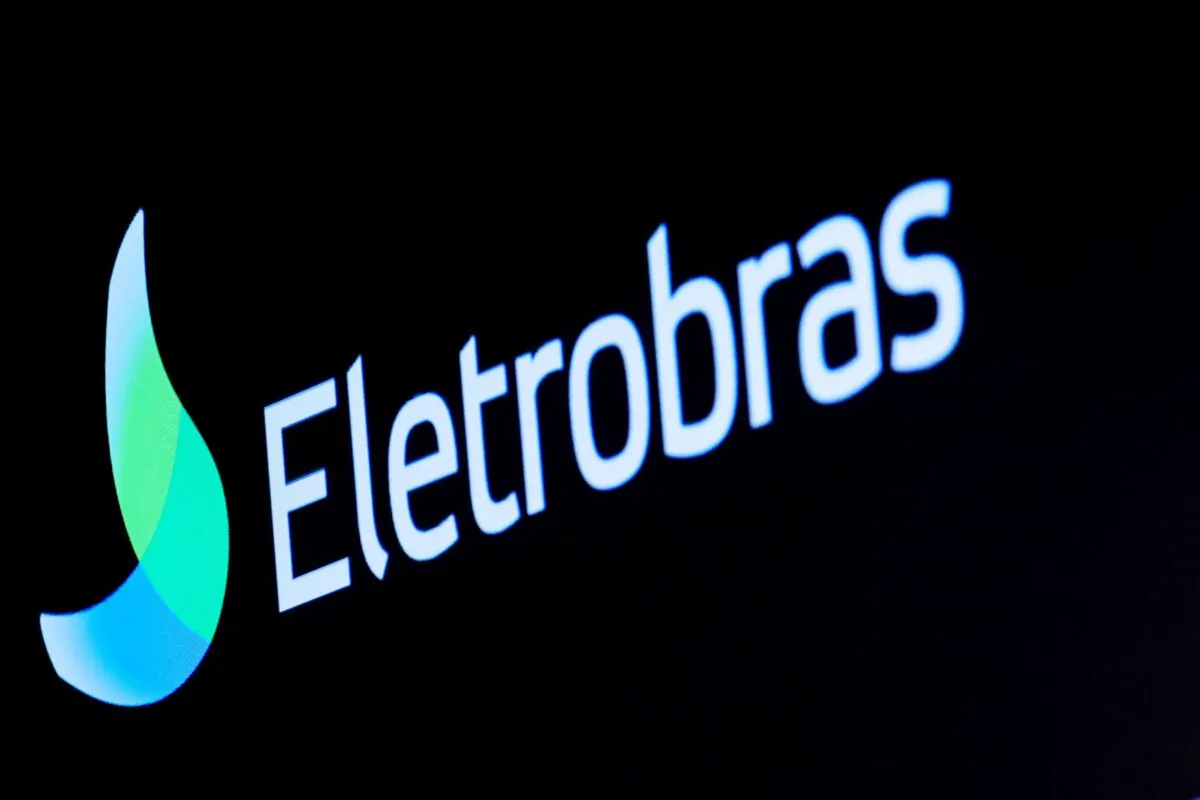 The logo for Eletrobras, a Brazilian electric utilities company, is displayed on a screen on the floor at the New York Stock Exchange (NYSE) in New York on April 9, 2019. (Brendan McDermid/Reuters)
