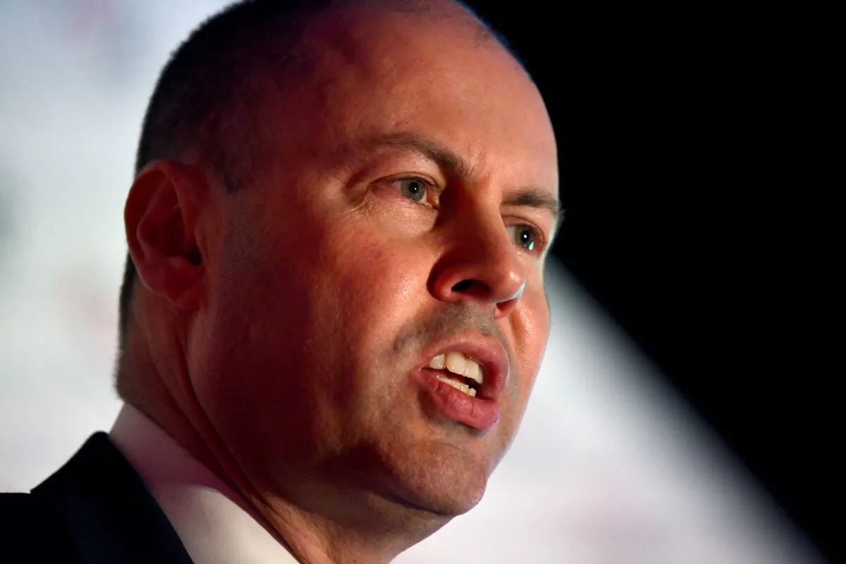 Australian treasurer Josh Frydenberg speaks during the release of the 2021 Intergenerational Report in Melbourne, Australia on June 28, 2021. (Photo by WILLIAM WEST/AFP via Getty Images)