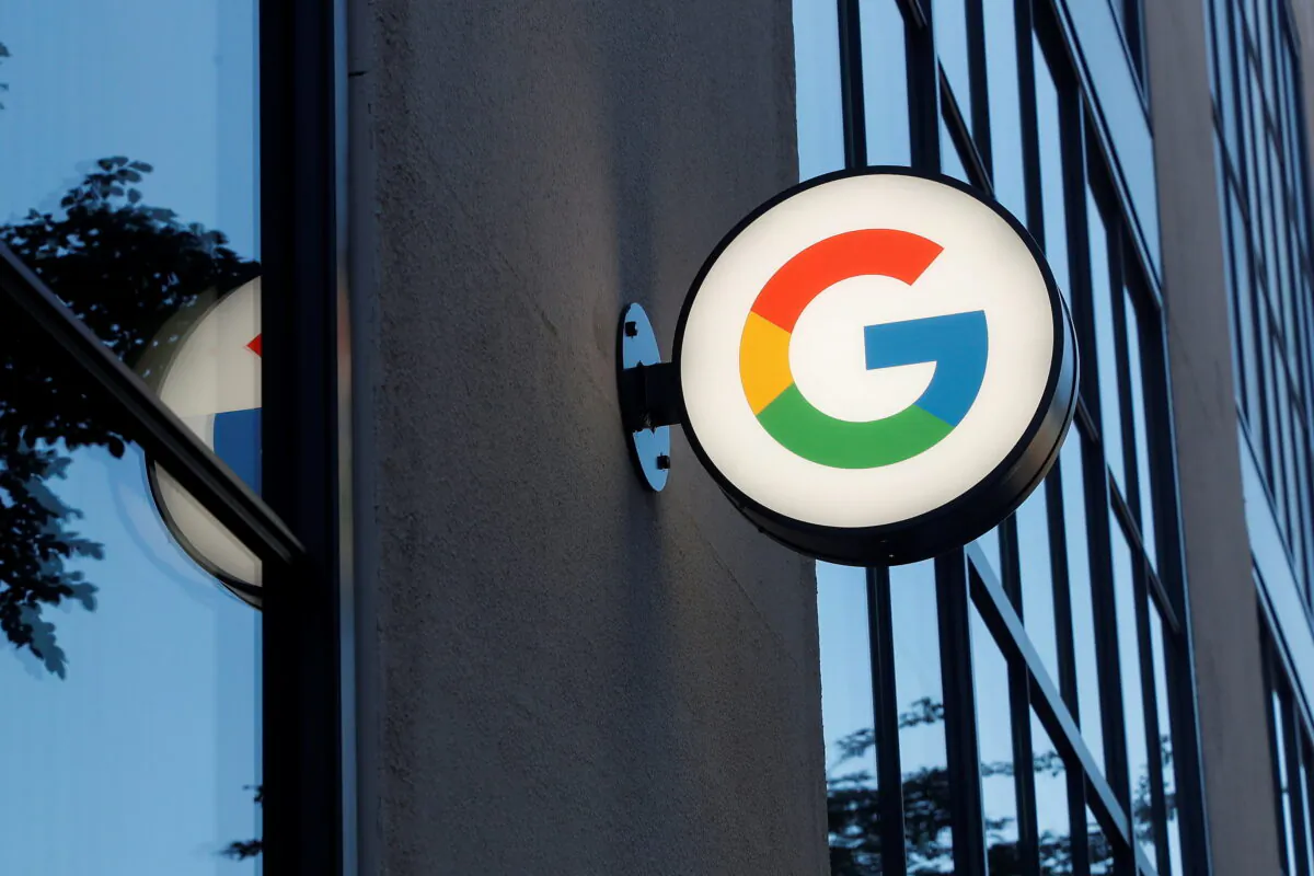 A sign is seen at the entrance to the Google retail store in the Chelsea neighborhood of New York City, on June 17, 2021. (Shannon Stapleton/REUTERS)