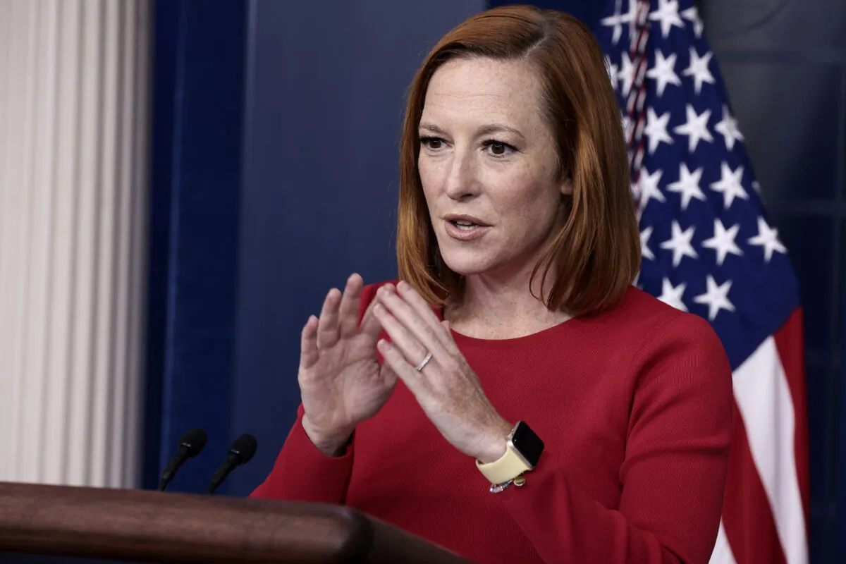 White House press secretary Jen Psaki speaks to reporters in Washington on Sept. 28, 2021. (Anna Moneymaker/Getty Images)